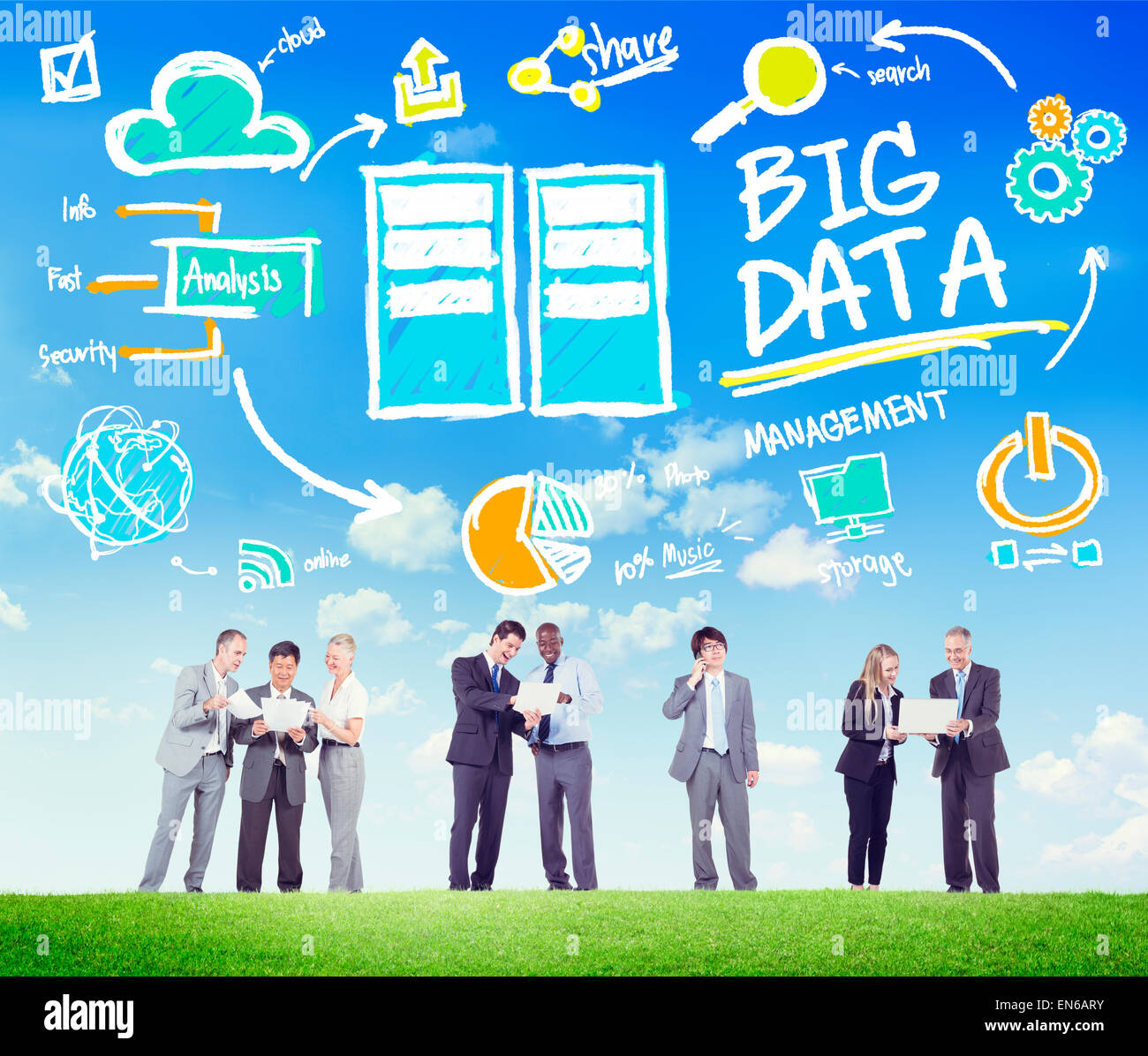 Diversity Business People Big Data Share Discussion Concept Stock Photo