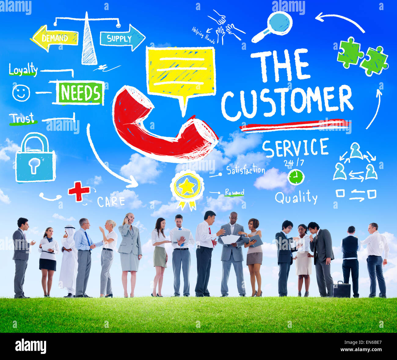 The Customer Service Target Market Support Assistance Concept Stock