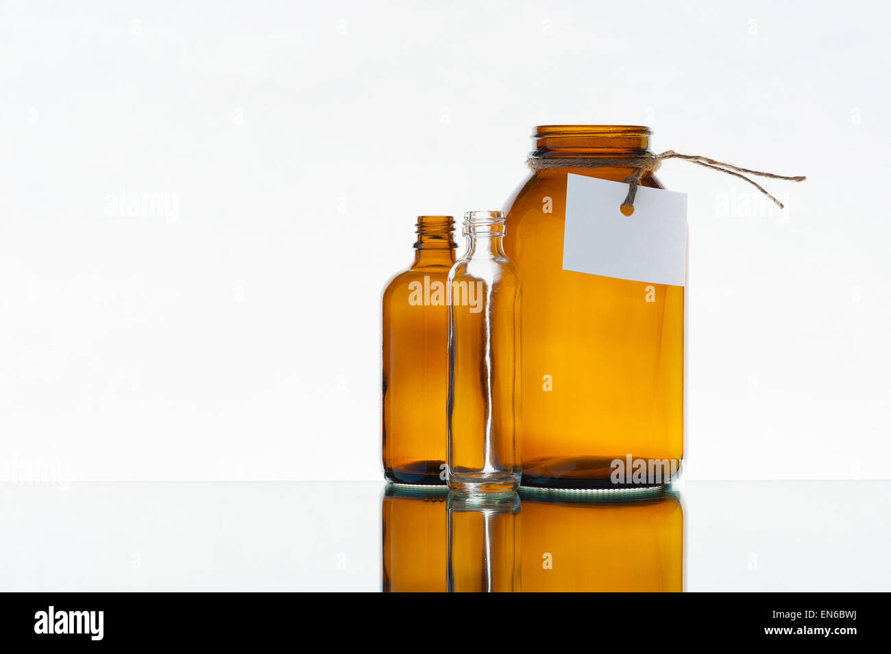 Empty various medicine bottles on the light background Stock Photo Alamy