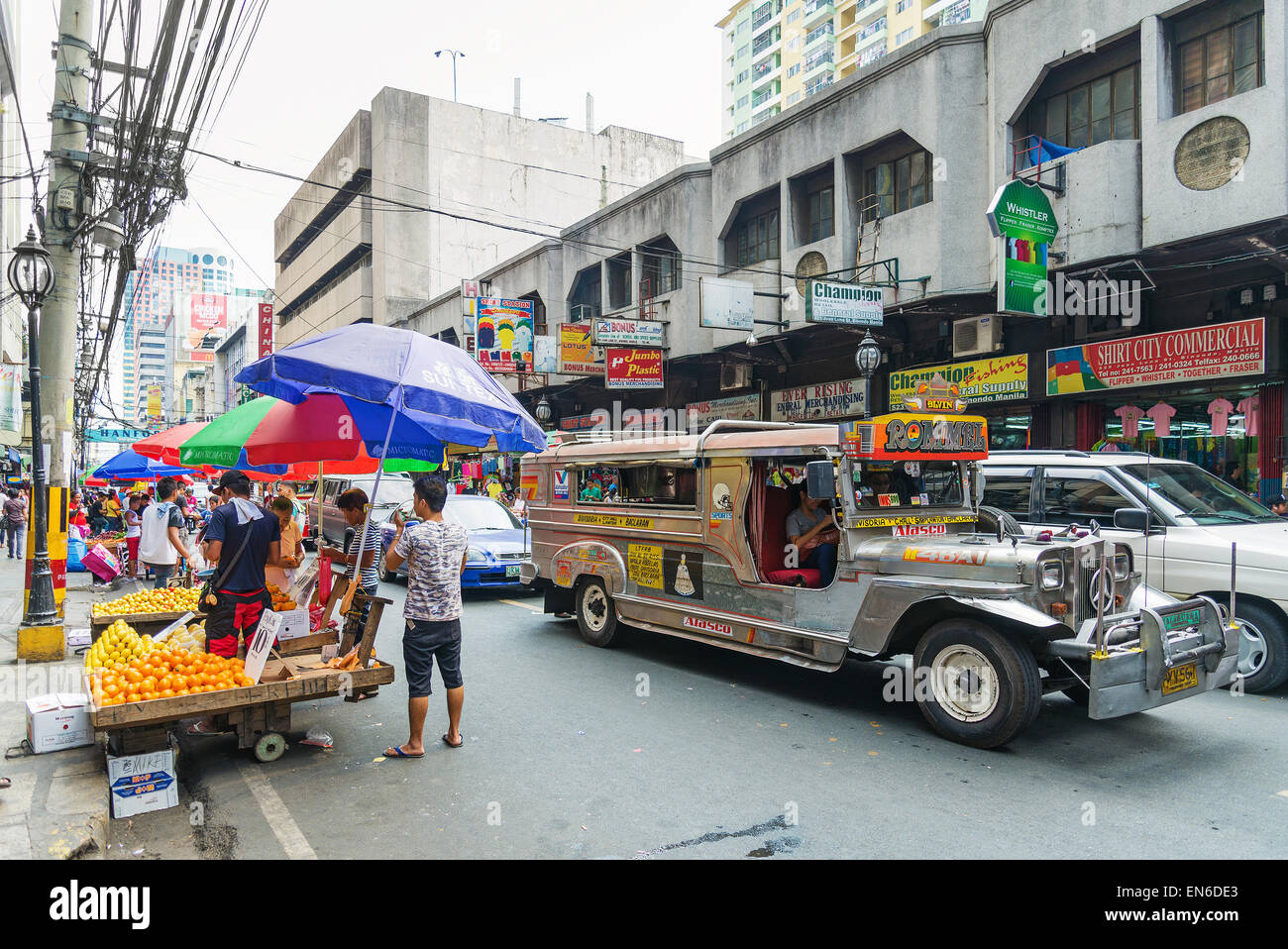 jeepney bus in manila chinatown street in philippines Stock Photo