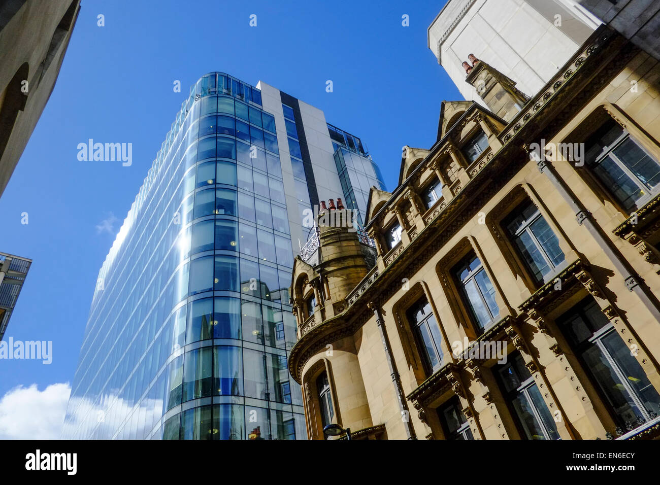 Manchester UK: A mix of modern and older office buildings in Manchester City Centre Stock Photo