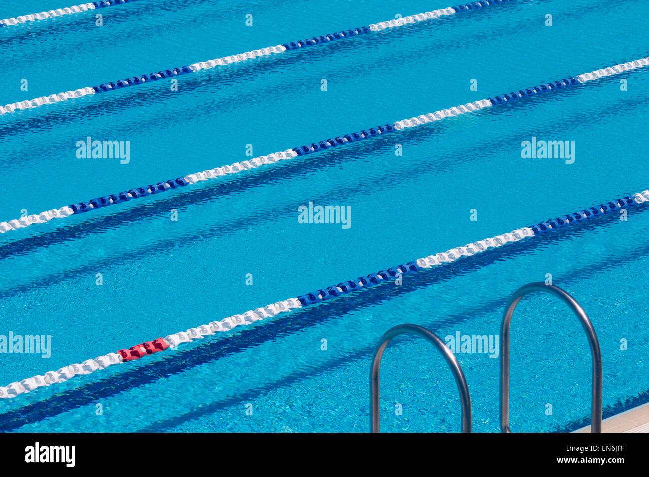 Andrew 'Boy' Charlton Swimming Pool detail of lane markers and poolside rails Sydney New South Wales NSW Australia Stock Photo