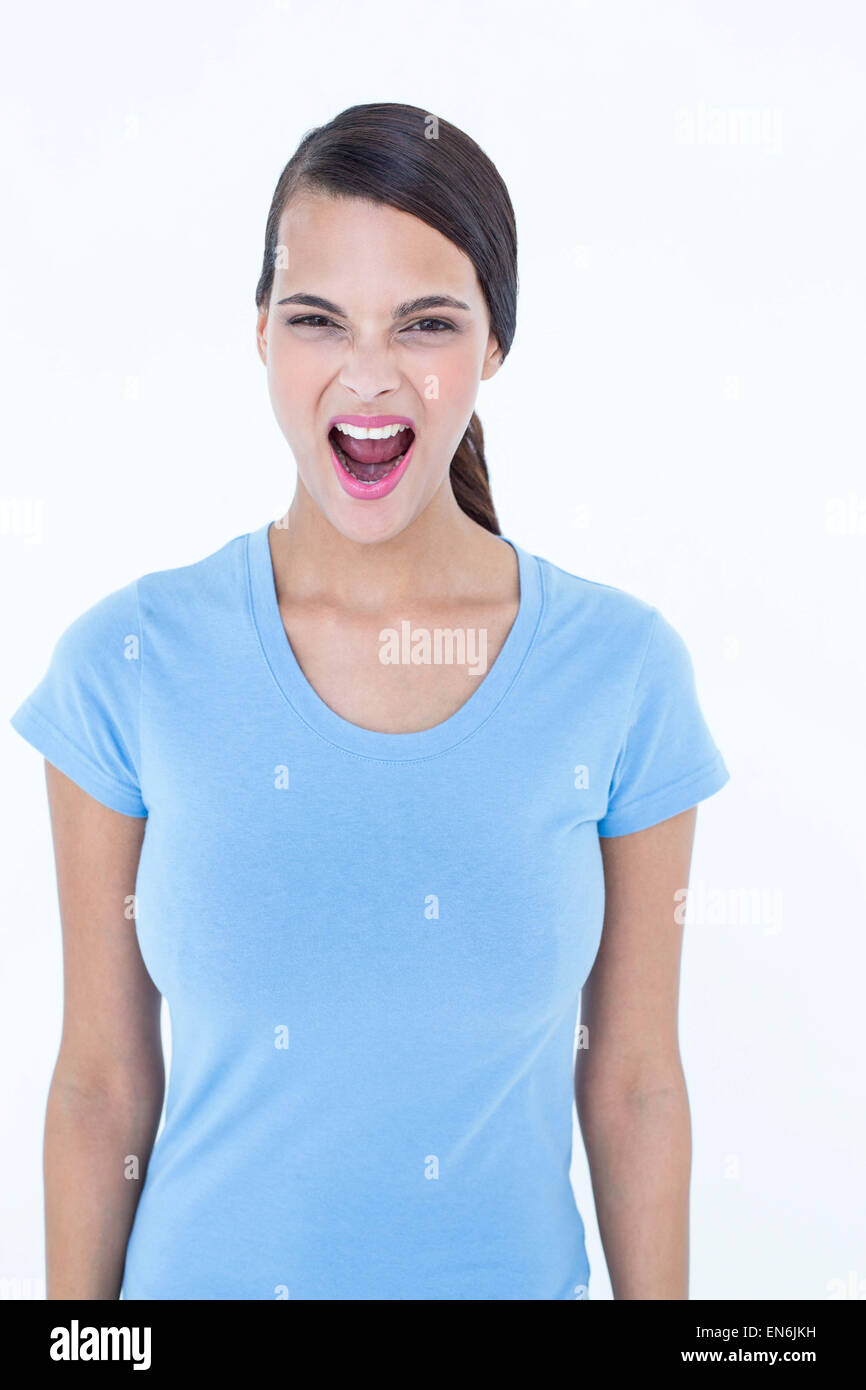 Angry woman screaming Stock Photo