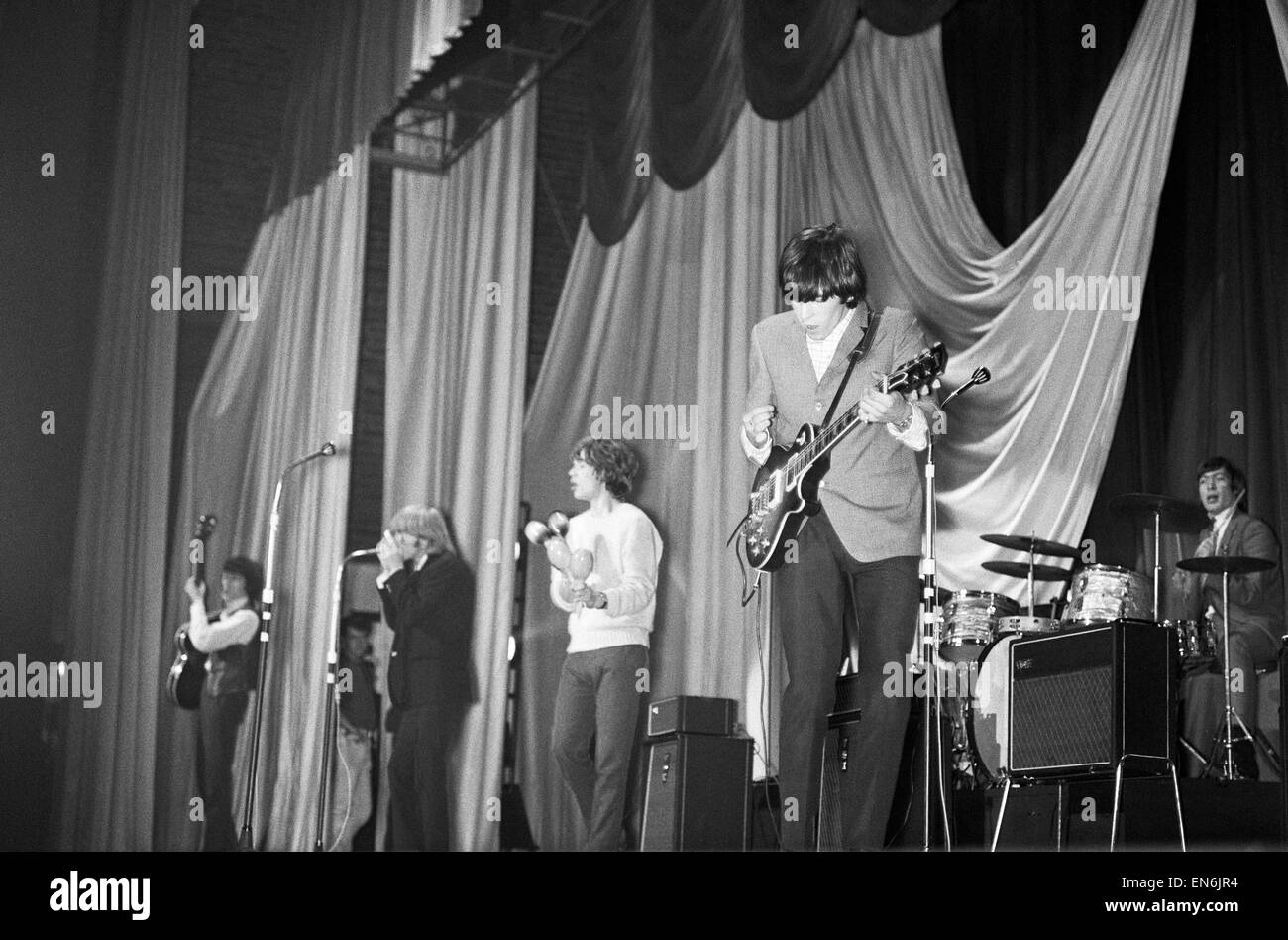 The Rolling Stones performing at the ABC Cinema Chester while on tour with Inez & Charlie Foxx.. 14th September 1964. Stock Photo