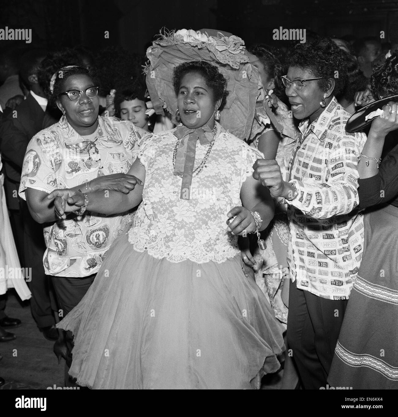 The first ever 'Notting Hill carnival', created in response to the previous year's racial riots in the area and the state of race relations at the time. The carnival, organised by Claudia Jones, was known as the Caribbean carnival or the West Indian Gazet Stock Photo
