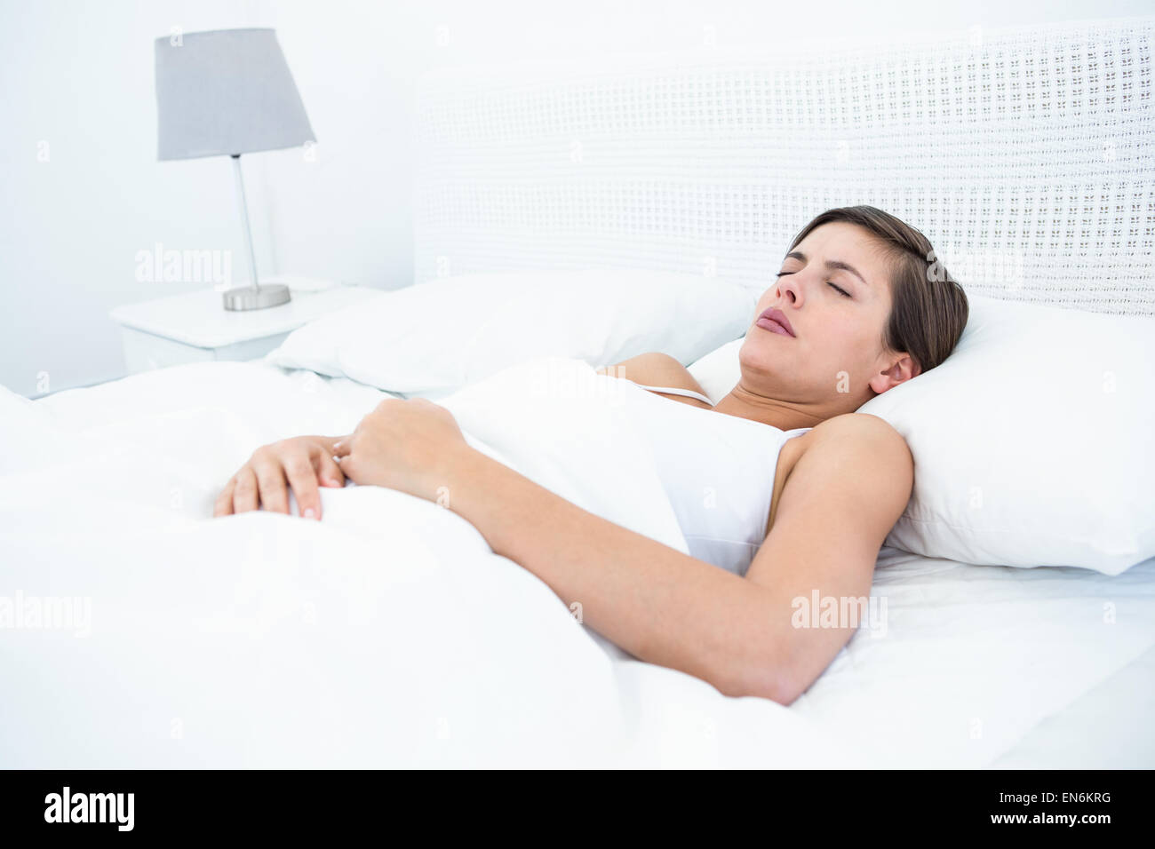 Lifestyle Portrait Brunette Girl Underwear Sleeping Beautiful Woman Bed  Stock Photo by ©EugenePartyzan 363376014