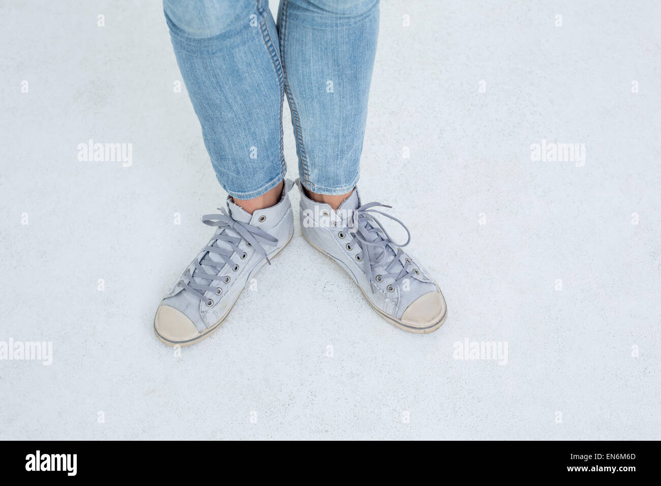 Woman wearing trainers Stock Photo