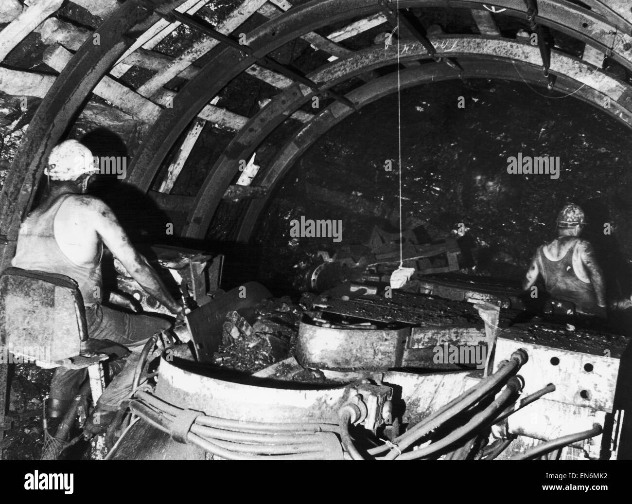 Miners working at the coal face at the Frances Colliery in Scotland. 2nd March 1983 Stock Photo