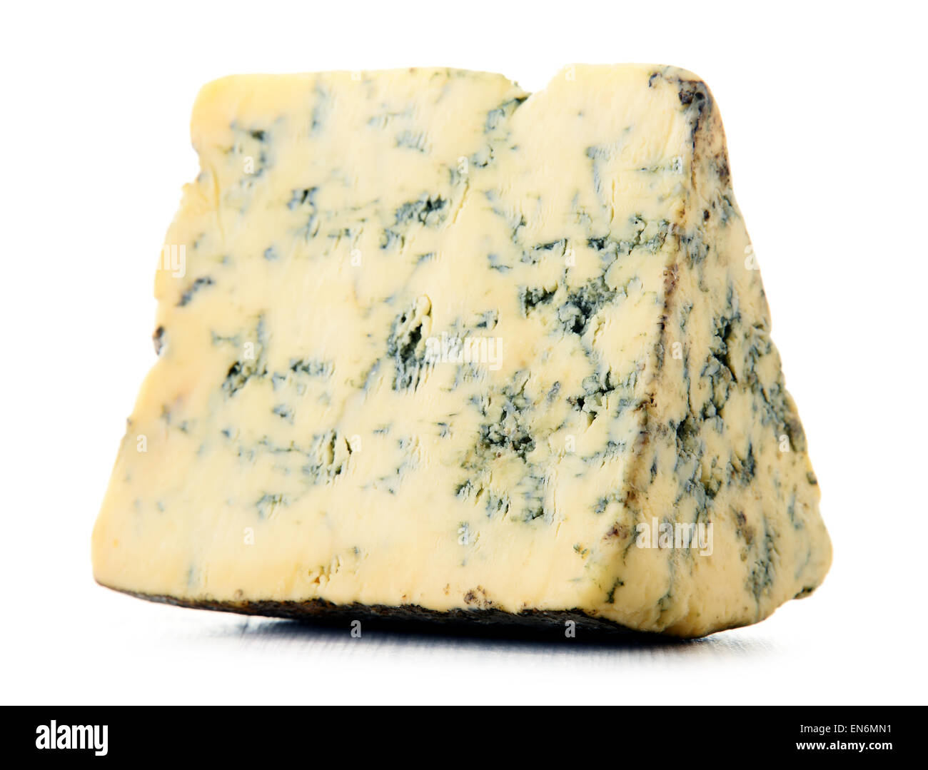 Piece of blue cheese isolated on white background Stock Photo