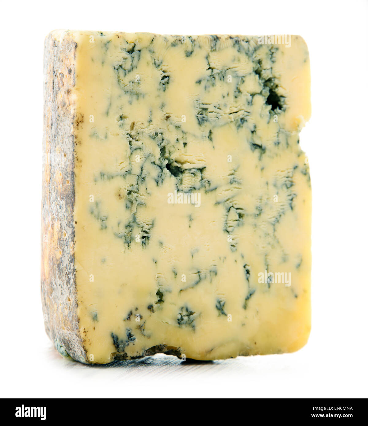 Piece of blue cheese isolated on white background Stock Photo