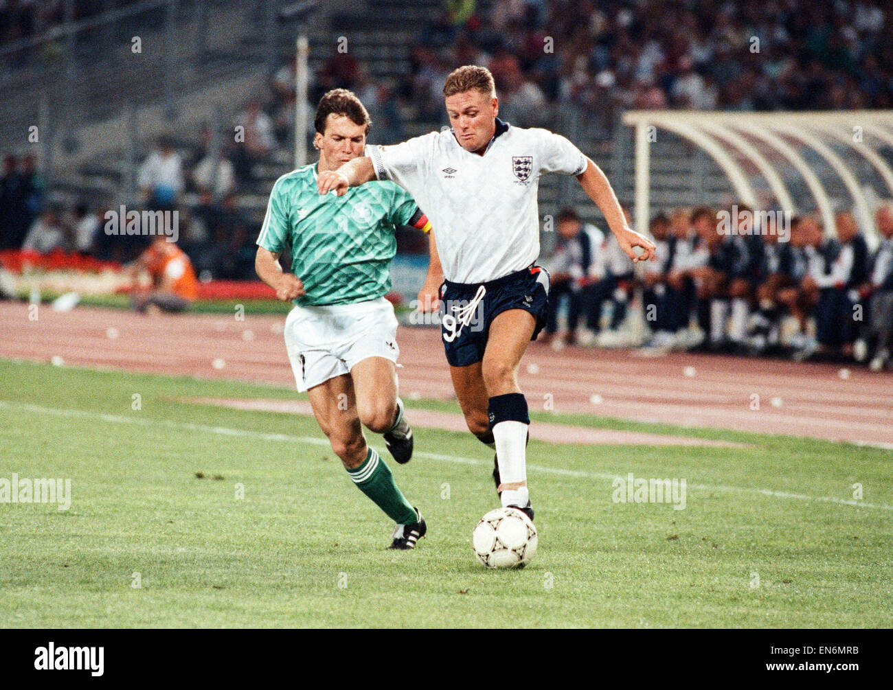 Paul Gascoigne England v Lothar Matthaus World Cup 1990 Images
