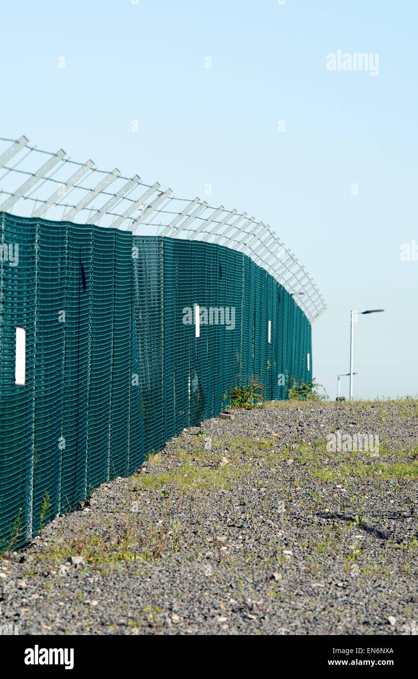 Perimeter security fence at Birmingham Airport, UK Stock Photo