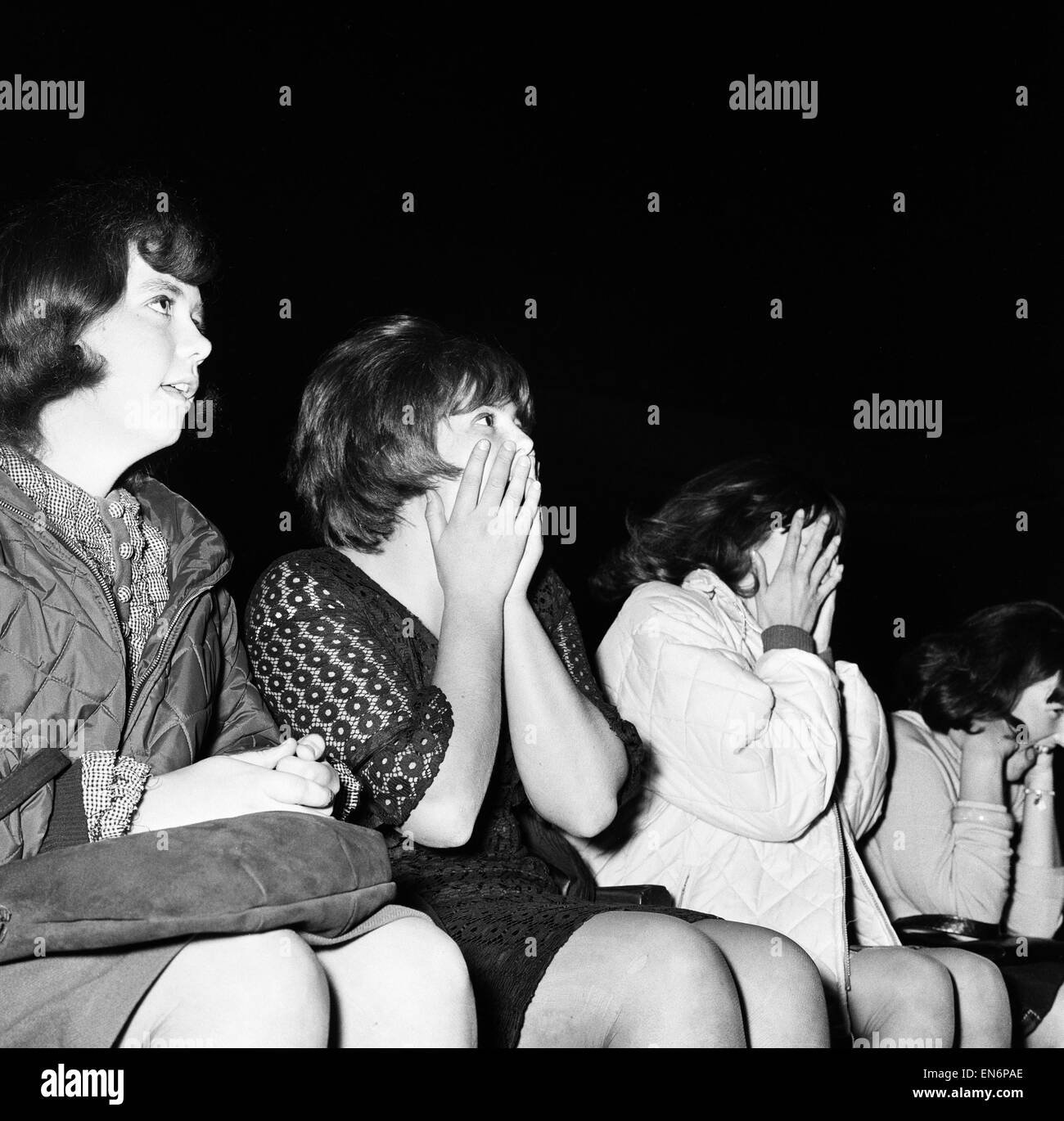 The Rolling Stones: fans at the ABC Cinema Chester while on tour with Inez & Charlie Foxx.. 14th September 1964. Stock Photo