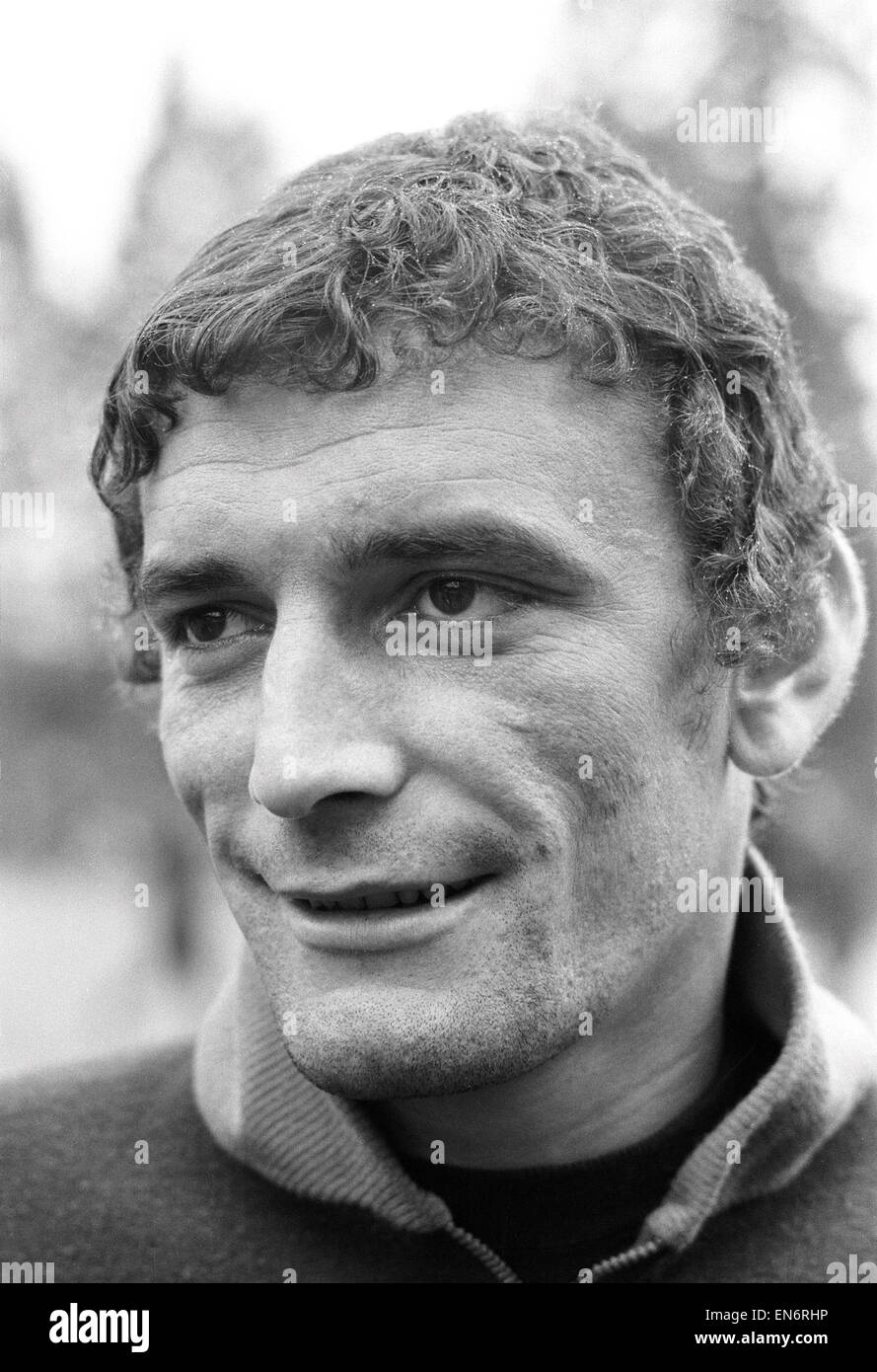 Italian striker Luigi Riva who plays for Sardinian club side Cagliari, pictured during a training session at the Selsdon Park Hotel in Surrey, ahead of his team's match against Crystal Palace in the Anglo-Italian tournament. 25th May 1971. Stock Photo