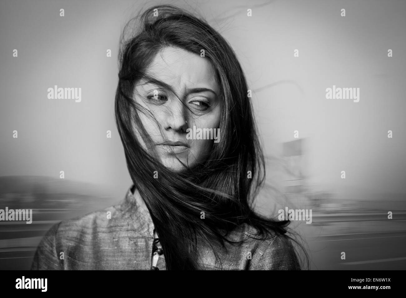 Portrait of a distressed woman Stock Photo