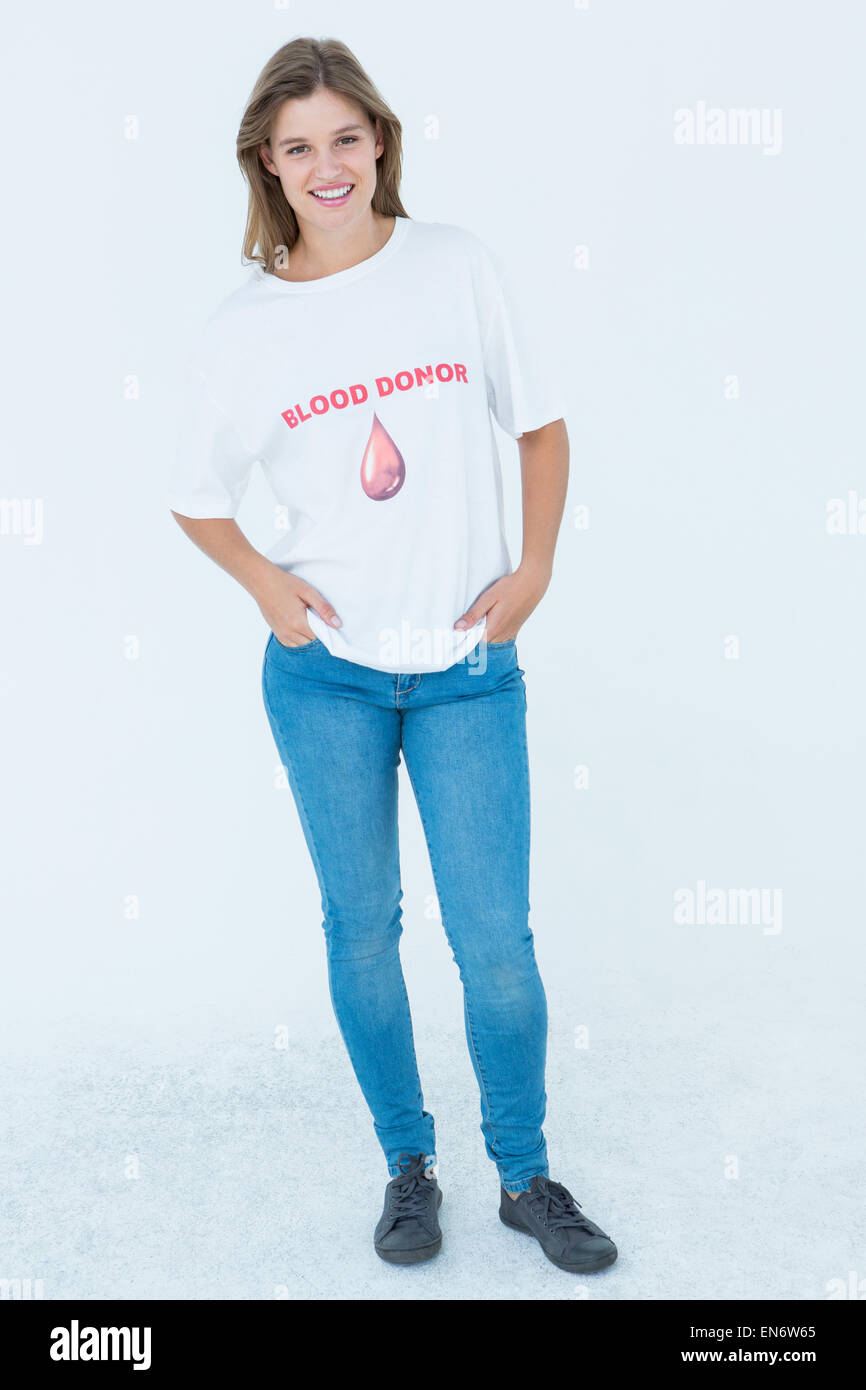 Blood donor with hands in pockets Stock Photo