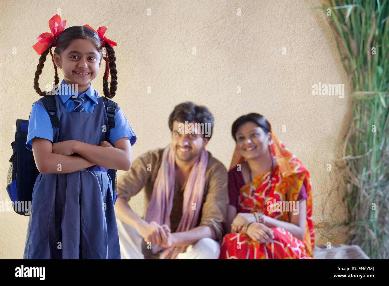 Rural indian school girl with father hi-res stock photography and ...