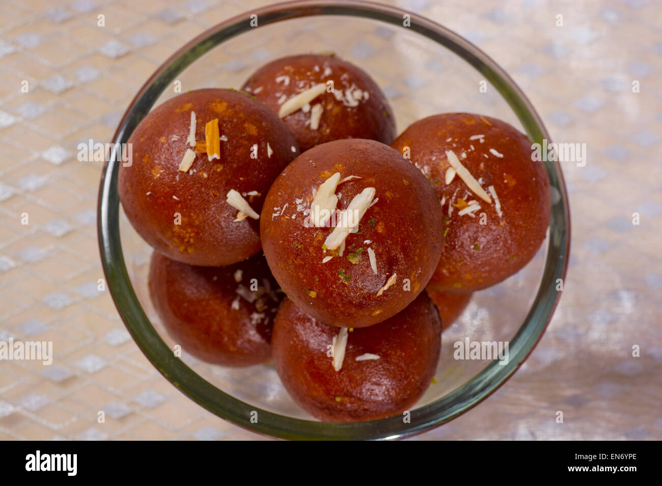 Top view of gulab jamun Stock Photo