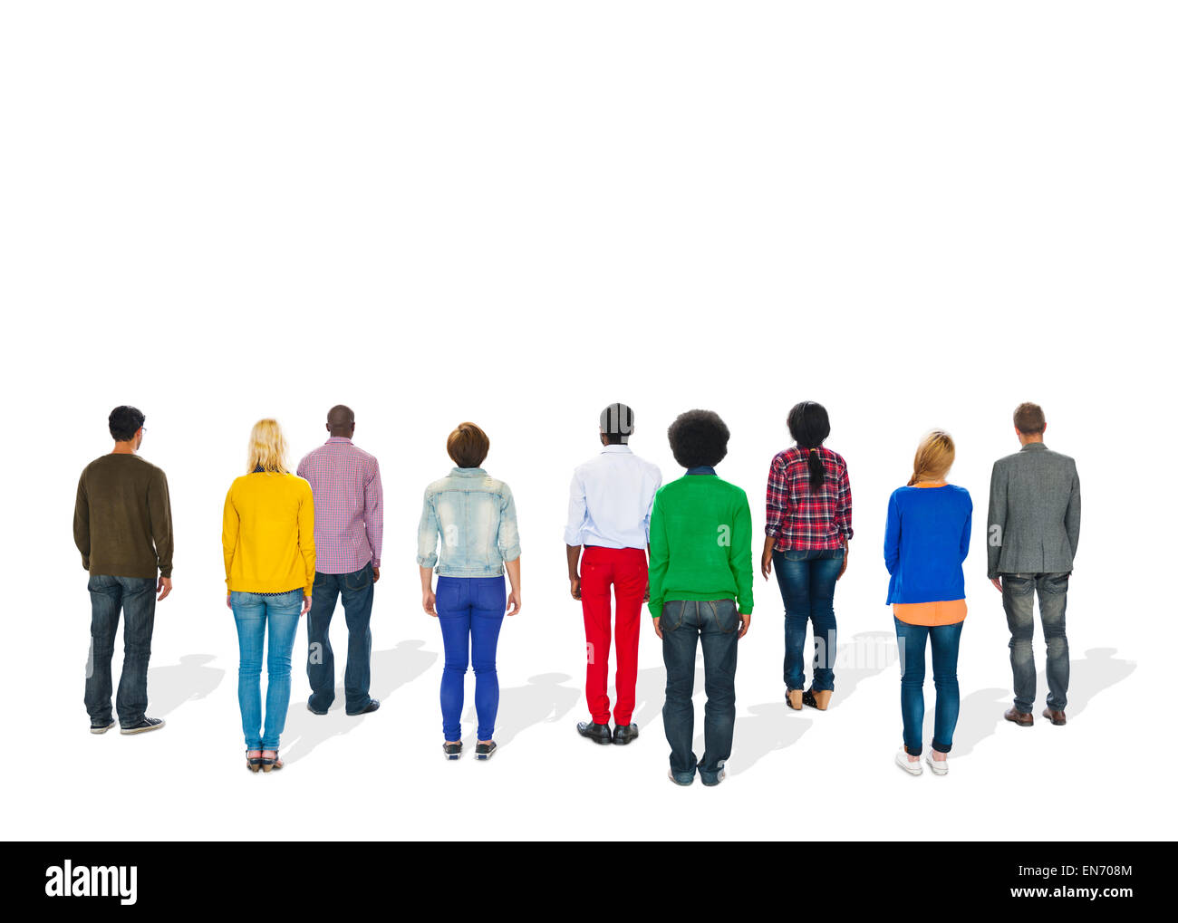 Multiethnic Group of People Standing Rear View Stock Photo - Alamy
