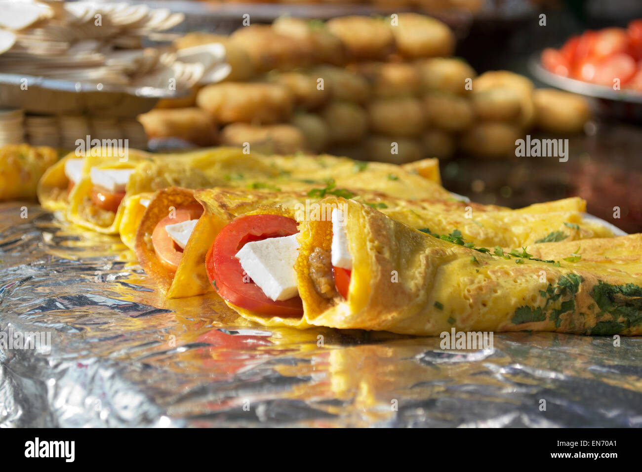 Indian Street food,Paneer rolls Stock Photo
