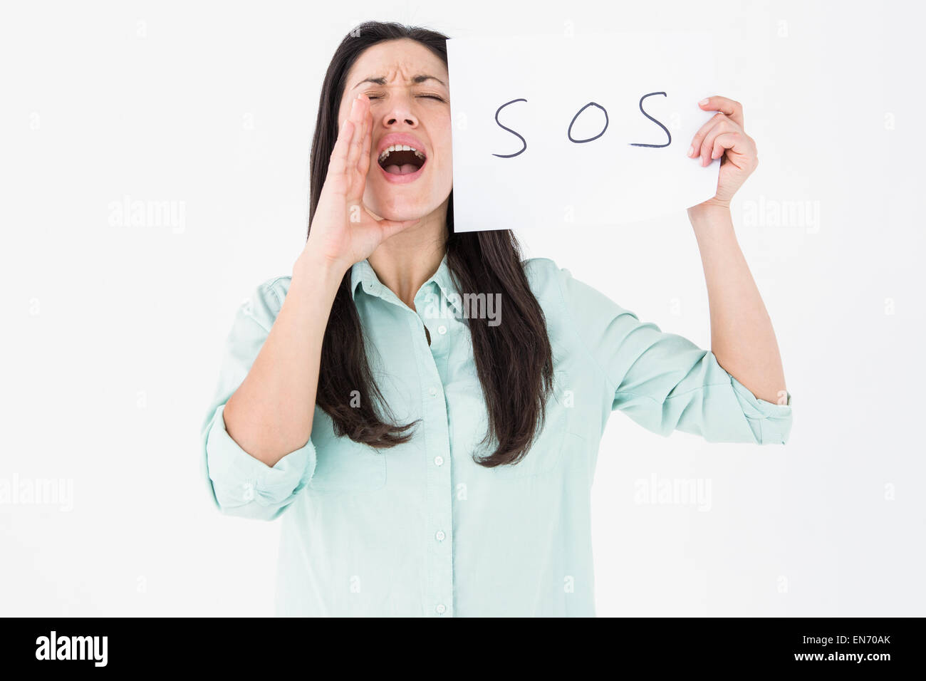 Woman screaming for help Stock Photo Alamy