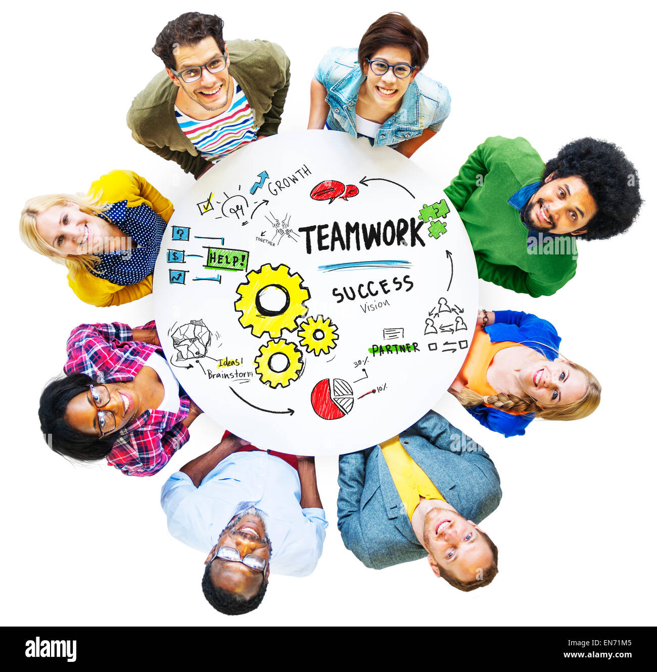 Teamwork Team Together Collaboration Meeting Looking Up Concept Stock ...