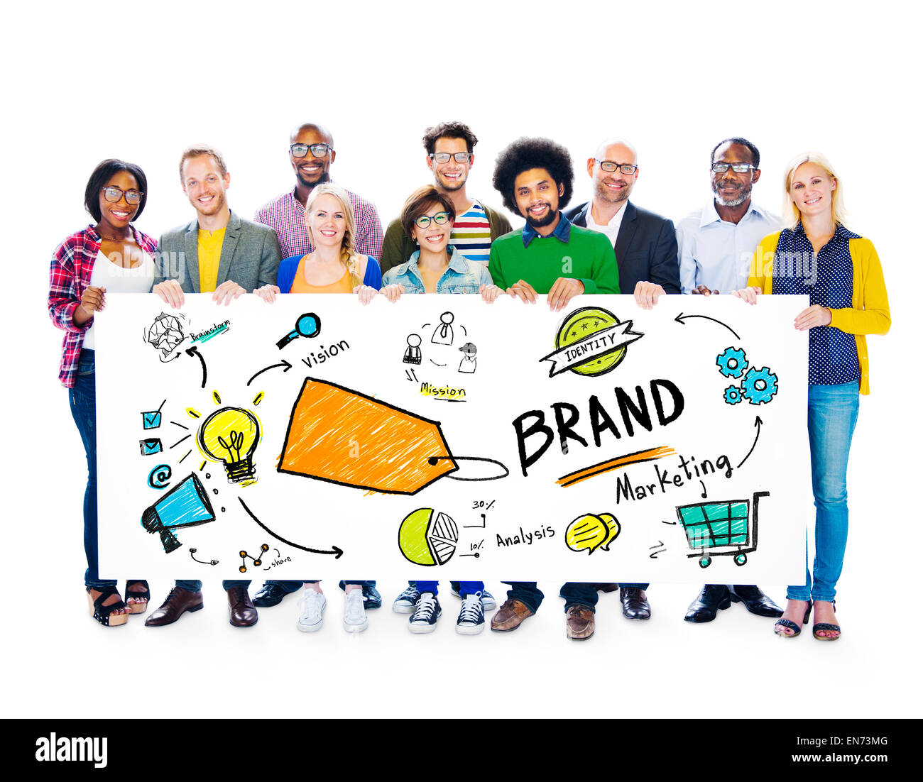 Diverse People Banner Marketing Brand Concept Stock Photo
