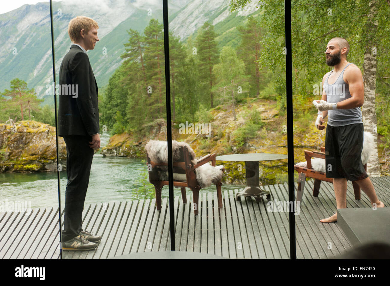 Ex Machina is a 2015 British science fiction thriller film written and directed by author and screenwriter Alex Garland, making his directorial debut  This photograph is for editorial use only and is the copyright of the film company and/or the photographer assigned by the film or production company and can only be reproduced by publications in conjunction with the promotion of the above Film. A Mandatory Credit to the film company is required. The Photographer should also be credited when known. Stock Photo