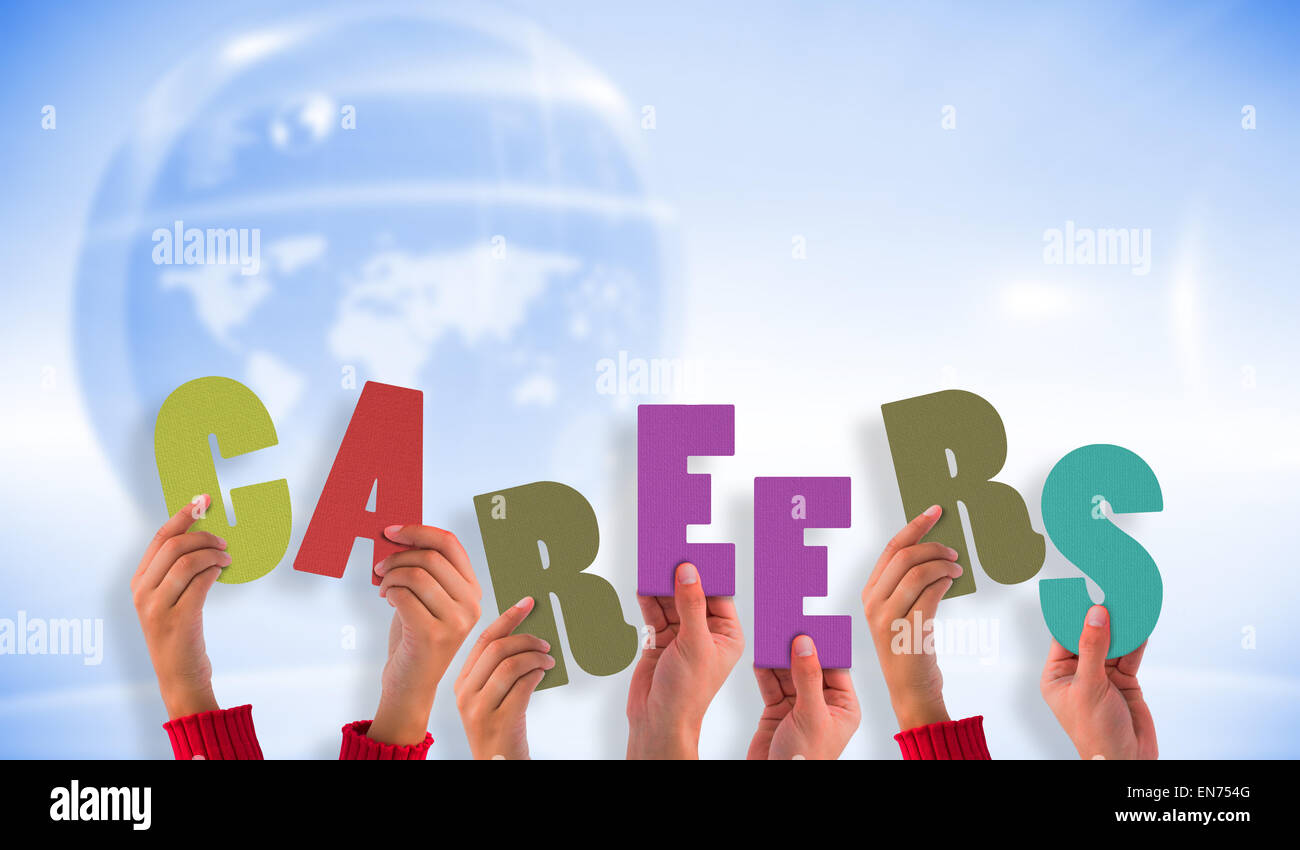 Composite image of hands holding up careers Stock Photo