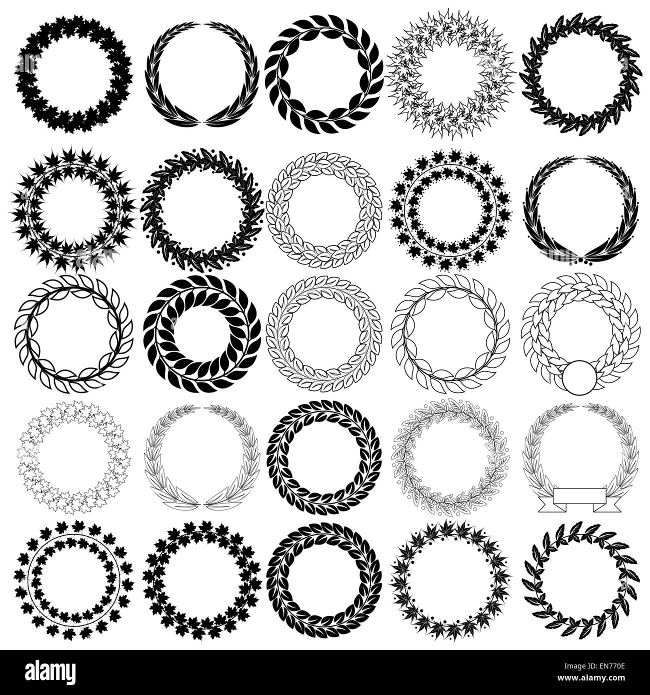 Set black laurel wreath on the white background. Vector illustr Stock ...