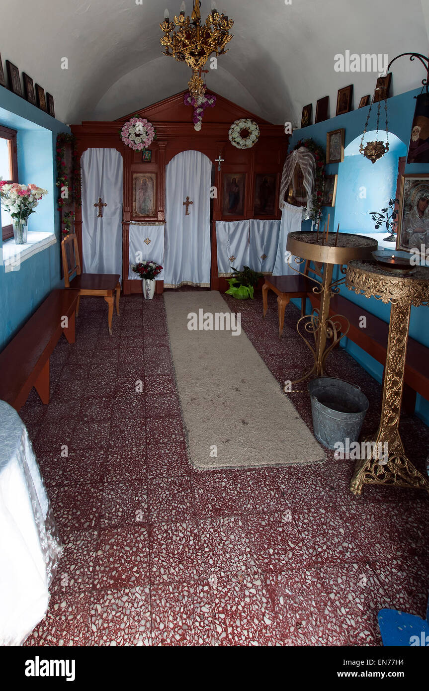 Interior of Agios Isidoros, Leros. Stock Photo