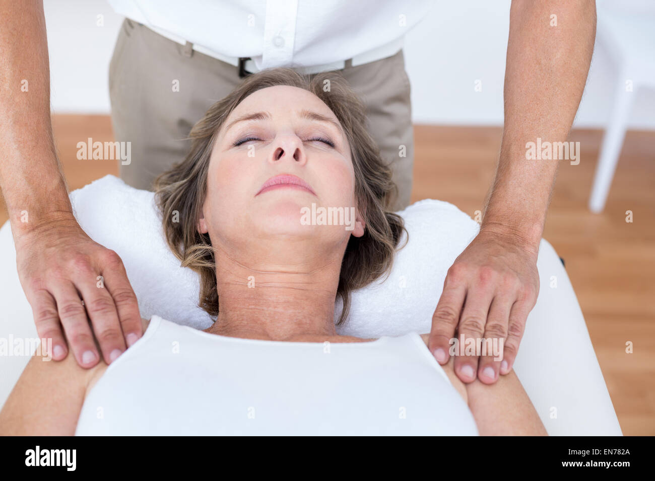 Woman receiving shoulder massage Stock Photo Alamy