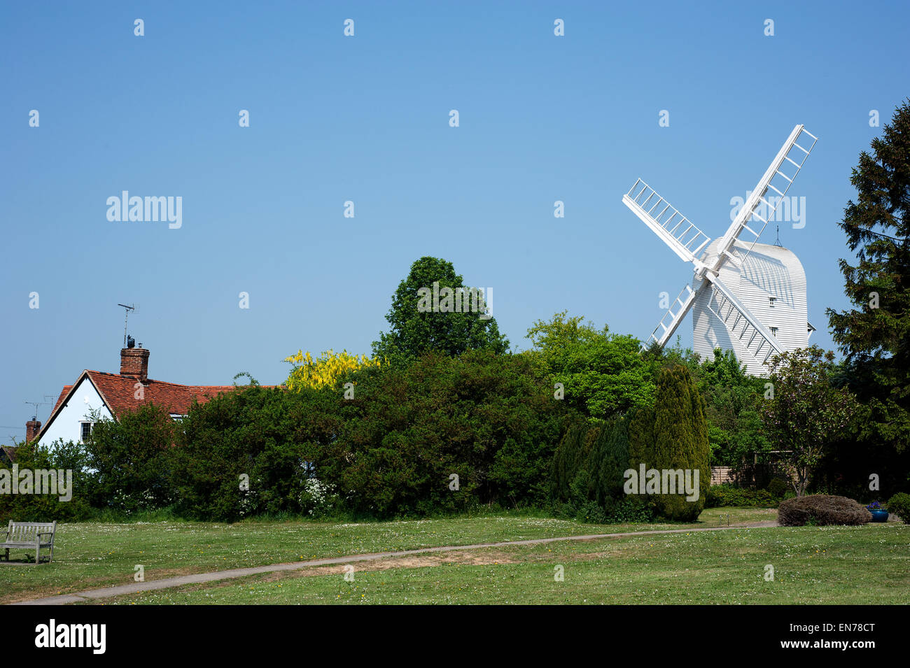 white windmill, finchingfield, essex, UK, restored Stock Photo