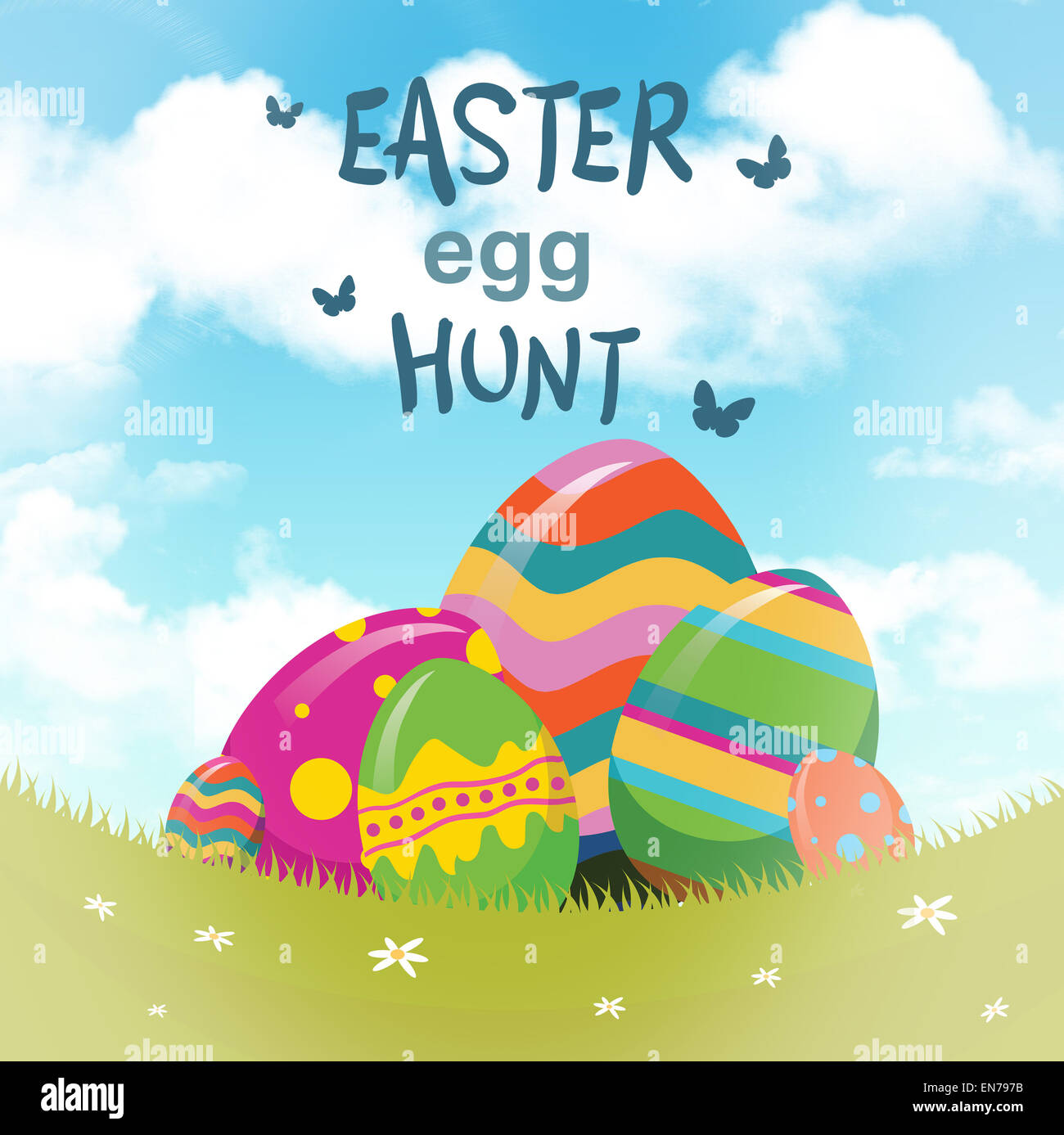 Composite image of easter  egg hunt graphic Stock Photo