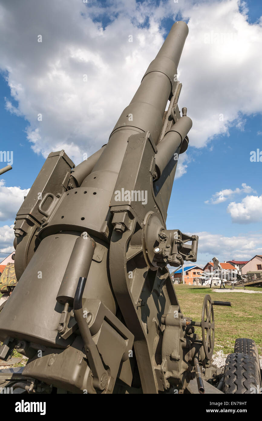 Old weapons - anti-aircraft guns, after war in Croatia Stock Photo