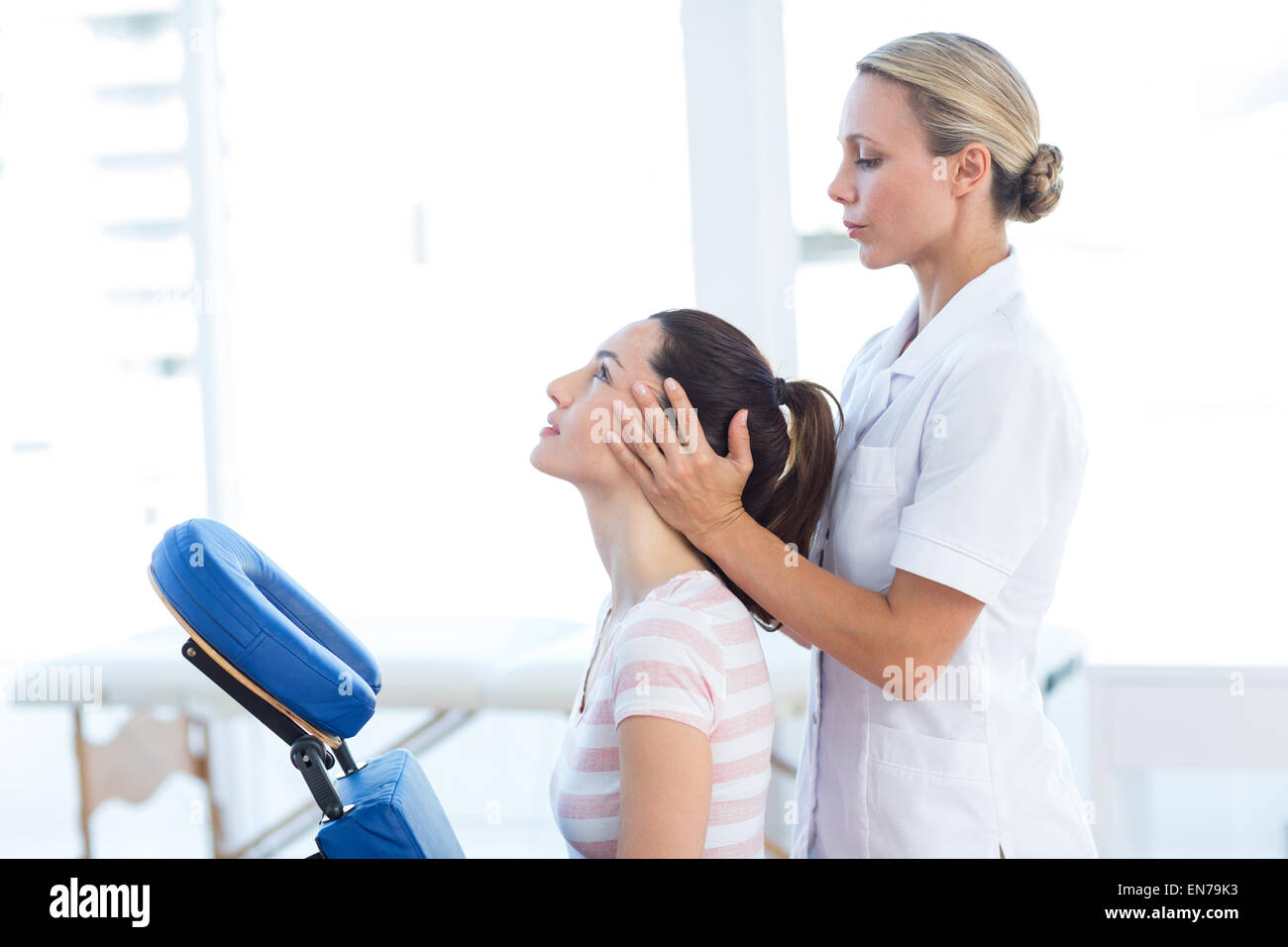 Woman neck hands relaxing hi-res stock photography and images - Alamy