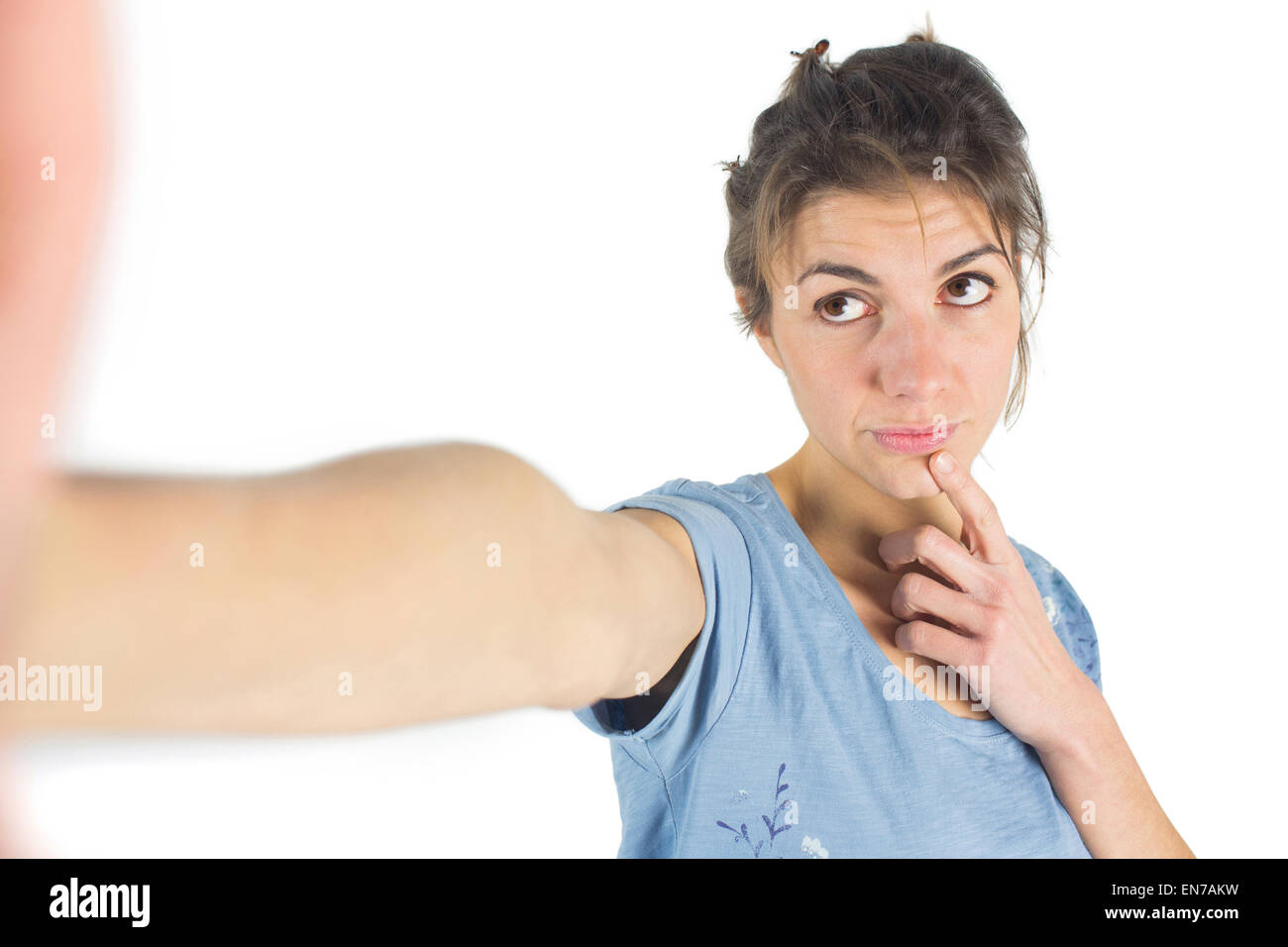  Casual brunette taking a selfie Stock Photo - Alamy