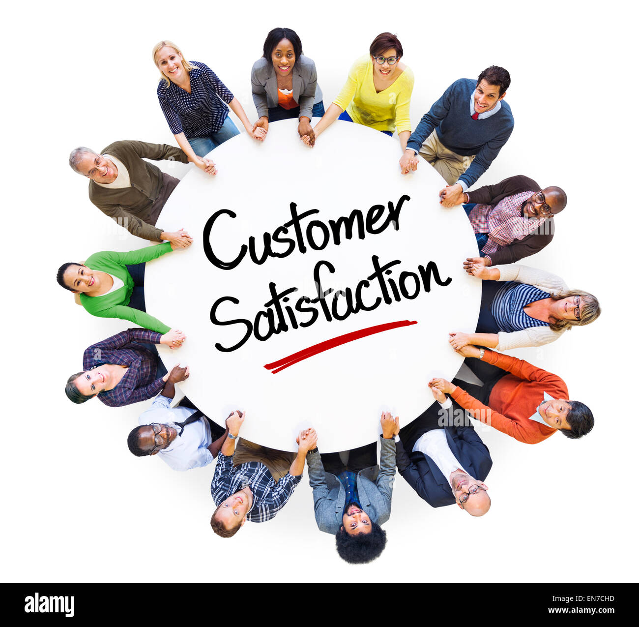 Diverse People in a Circle with Customer Satisfaction Concept Stock