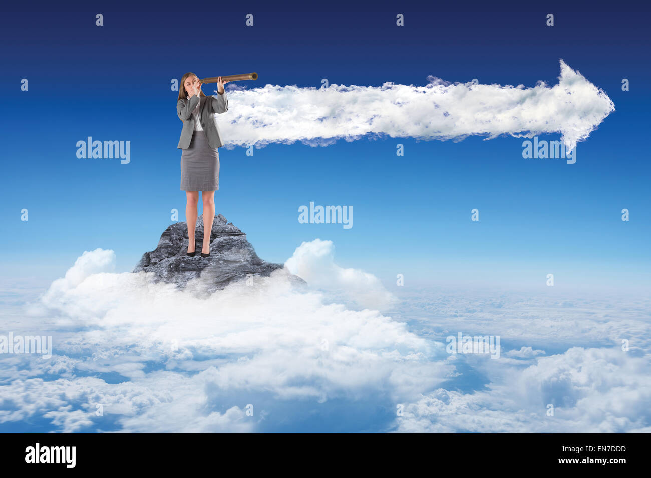 Businesswoman telescope in arrow hi-res stock photography and images ...