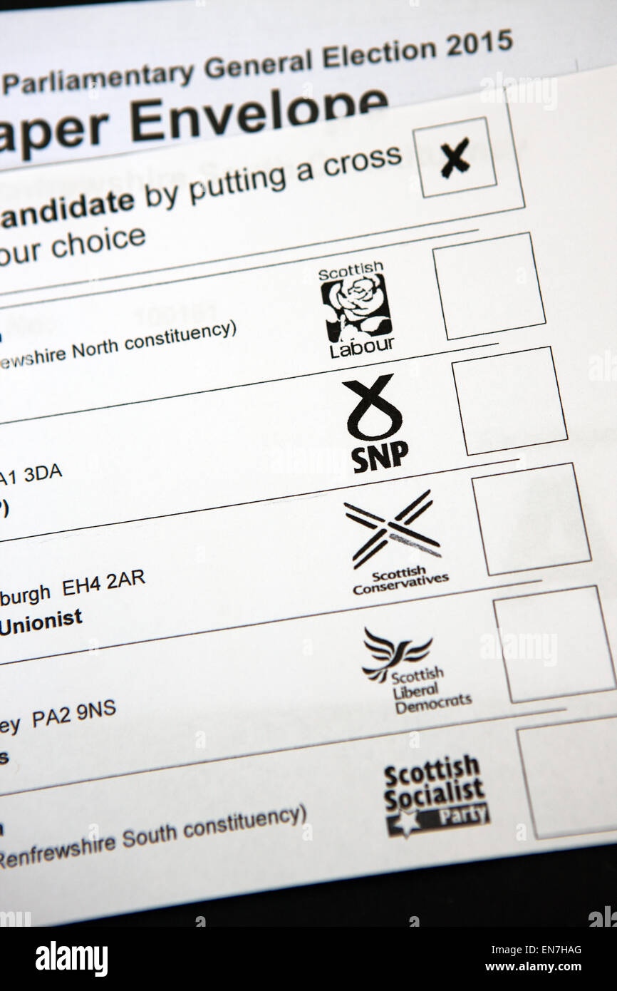 General Election 2015 ballot paper Stock Photo