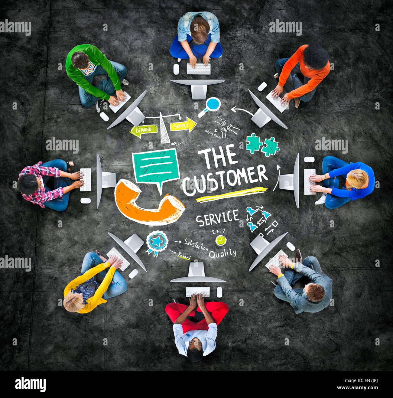 The Customer Service Target Market Support Assistance Concept Stock