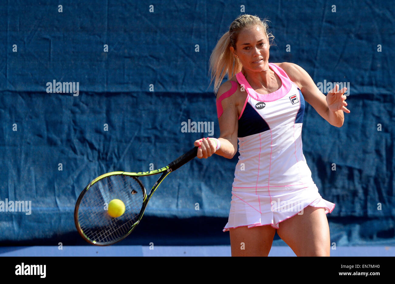 Prague, Czech Republic. 29th Apr, 2015. Czech tennis player Klara Koukalova plays against Ana Konjuh (HRV) during the J&T Banka Prague Open match in Prague, Czech Republic, on Wednesday, April 29, 2015. © Michal Krumphanzl/CTK Photo/Alamy Live News Stock Photo