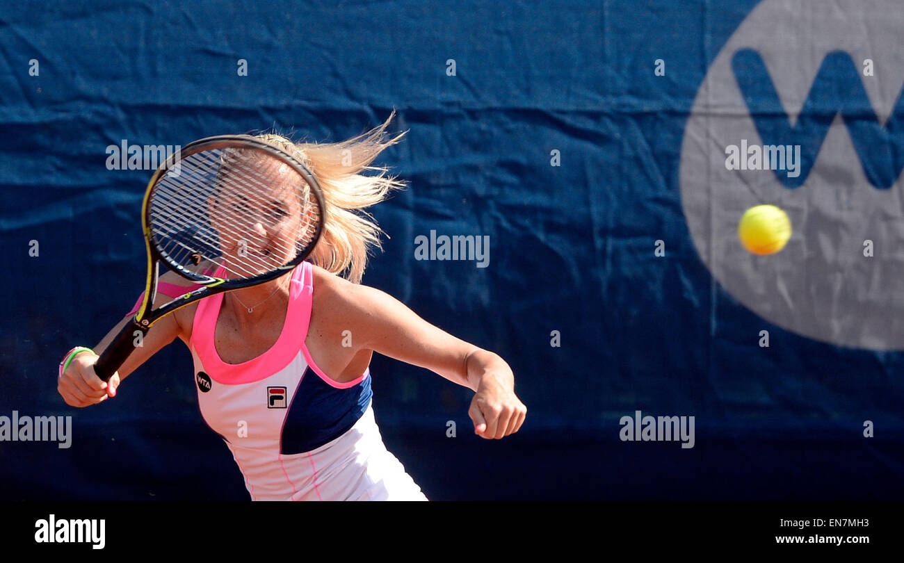 Prague, Czech Republic. 29th Apr, 2015. Czech tennis player Klara Koukalova plays against Ana Konjuh (HRV) during the J&T Banka Prague Open match in Prague, Czech Republic, on Wednesday, April 29, 2015. © Michal Krumphanzl/CTK Photo/Alamy Live News Stock Photo