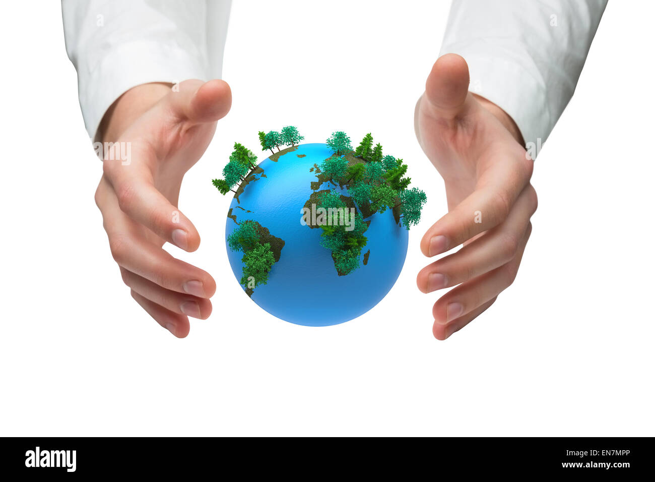 Hands holding earth globe tree in hi-res stock photography and images ...