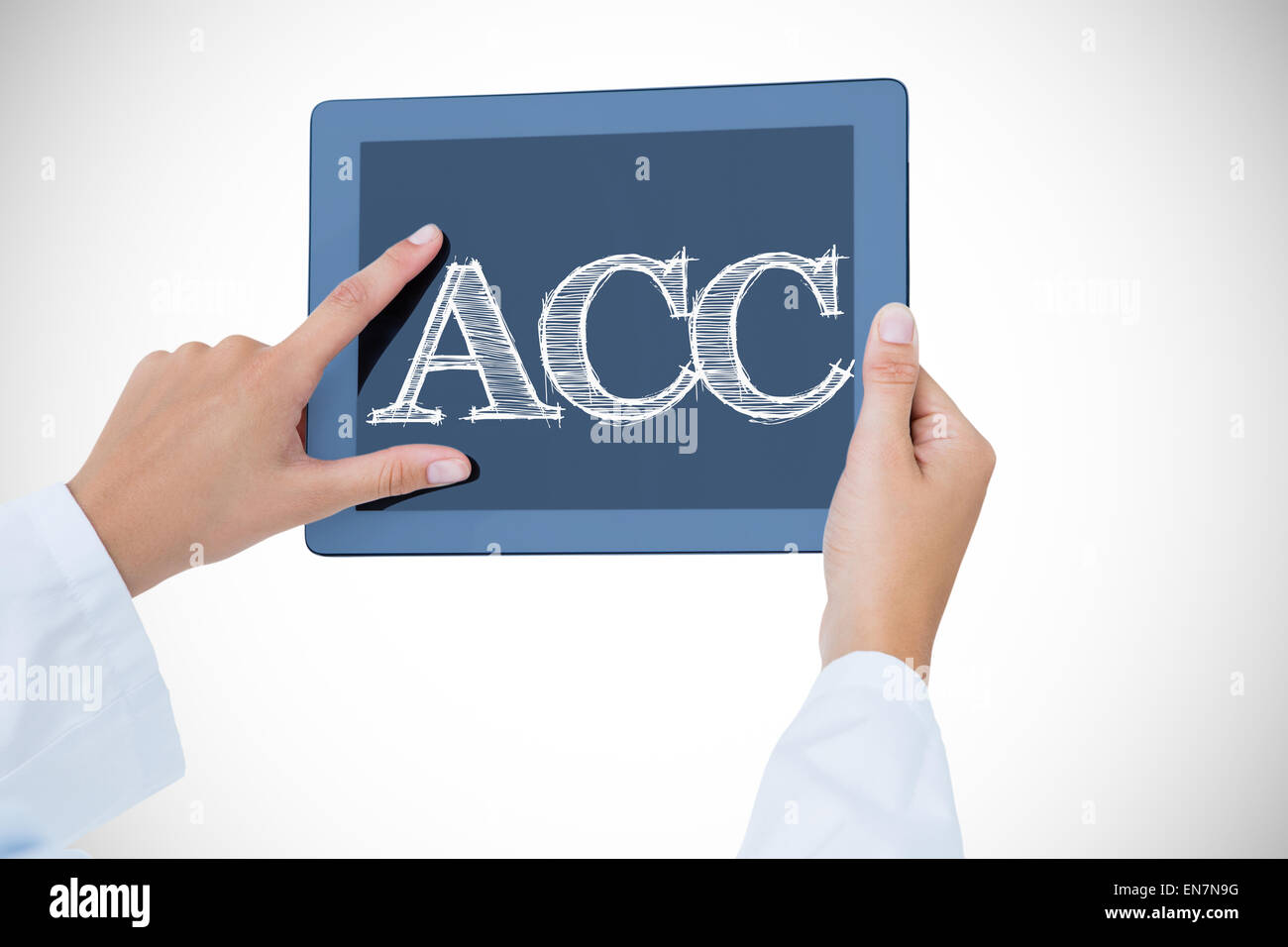 Acc against doctor using tablet pc Stock Photo