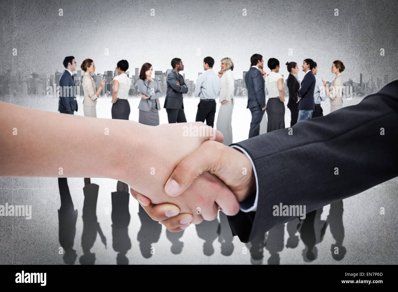Composite image of close up of a handshake Stock Photo
