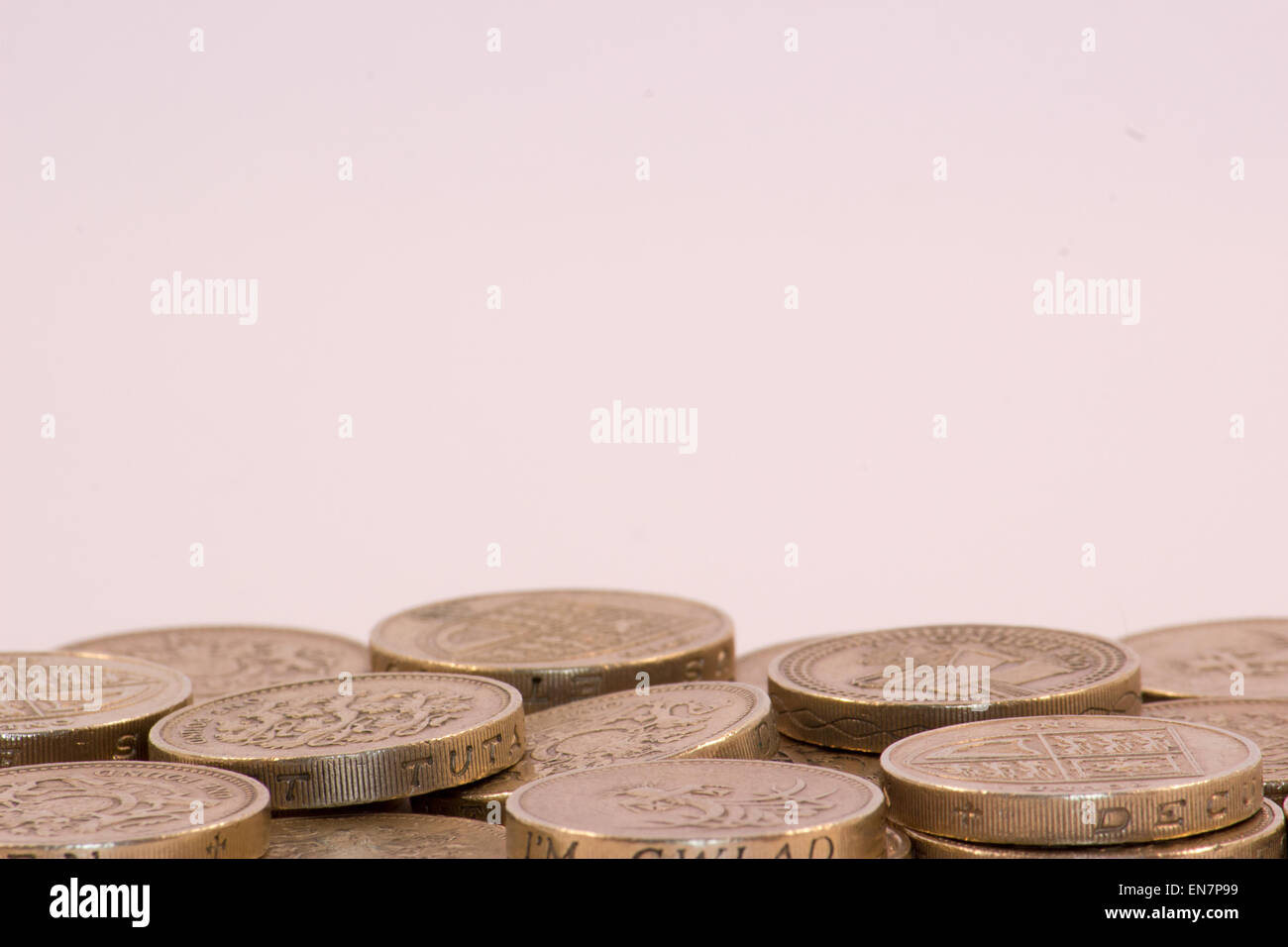 UK Pound Coins on white background Stock Photo