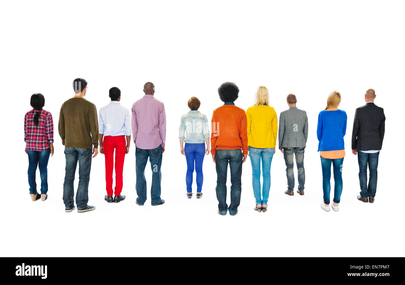 Rear View of Multi-Ethnic Group of People Stock Photo - Alamy