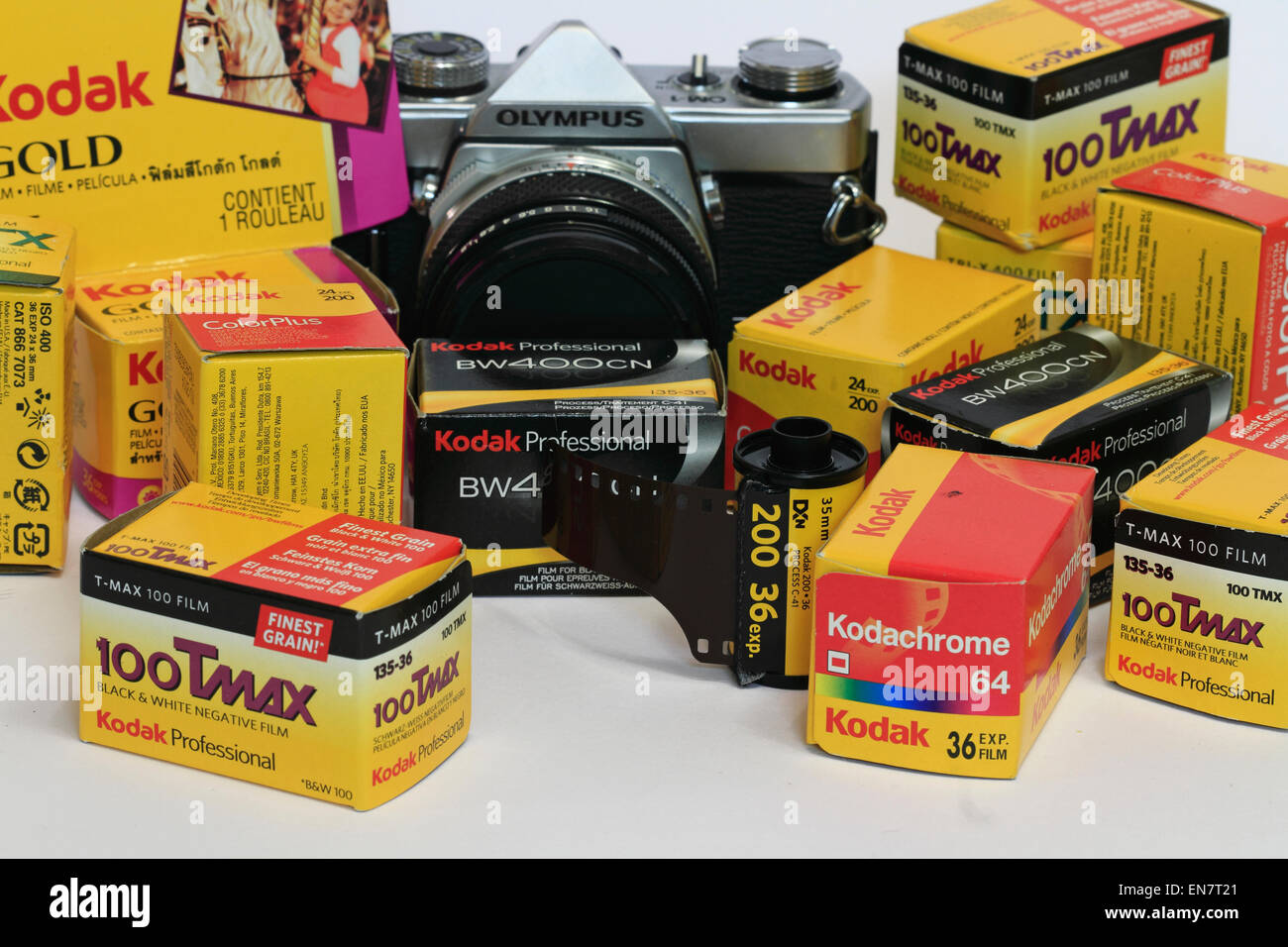 Film Camera and film Stock Photo