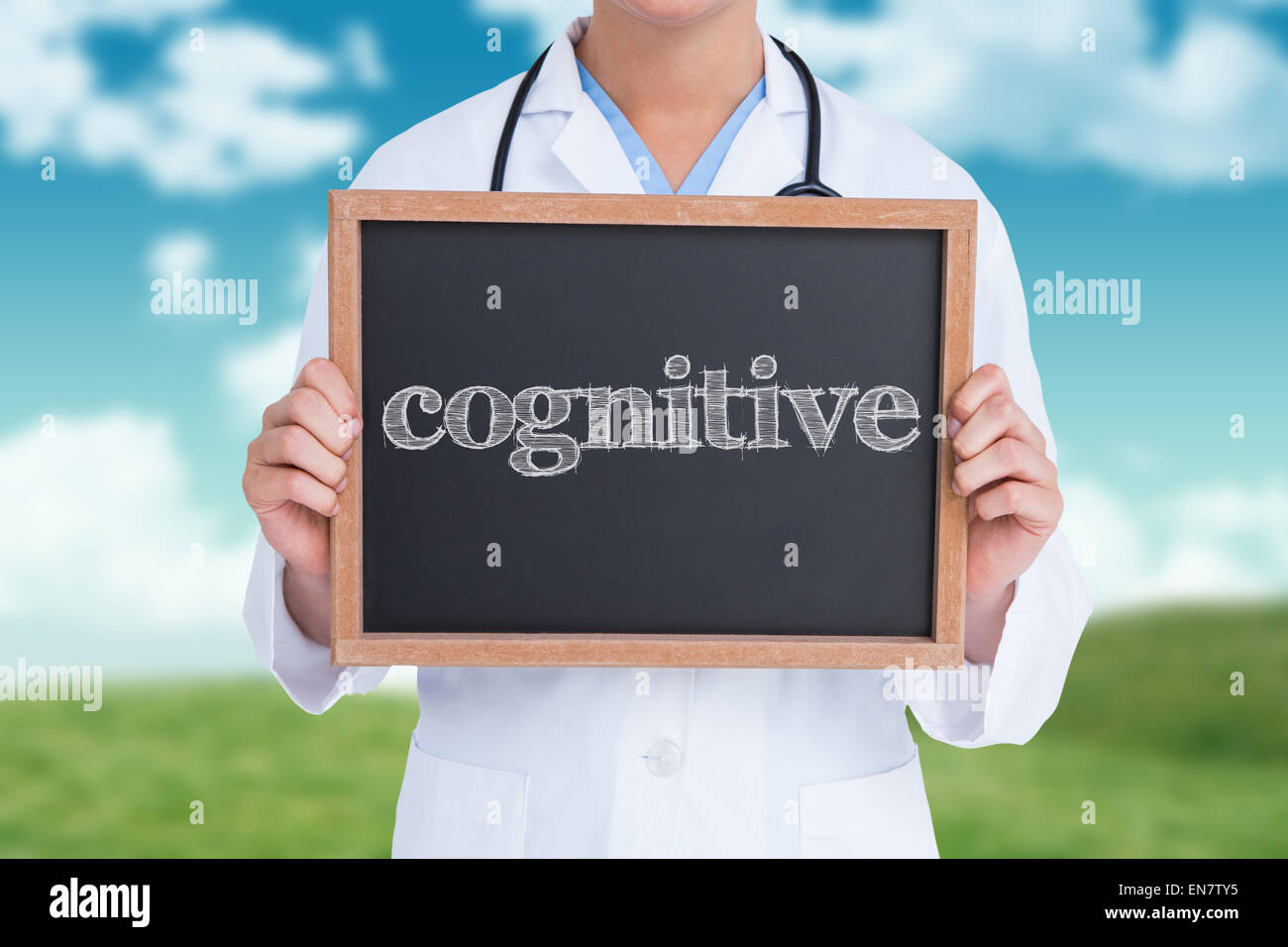 Cognitive against field and sky Stock Photo